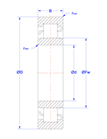 NU Single Row Cylindrical Roller Bearings Diagram